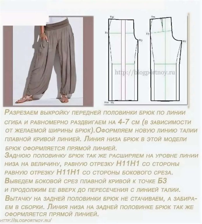 Выкройка брюк Шароваров для женщин