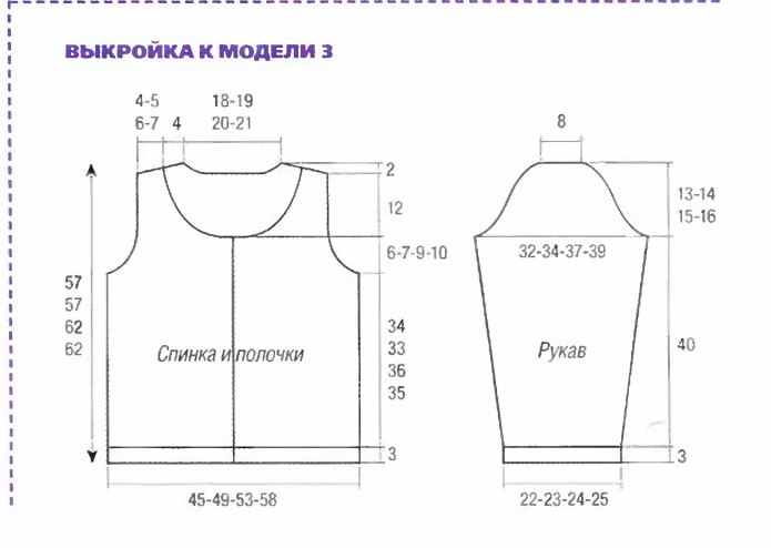 Выкройка женского свитера для вязания спицами размер 52