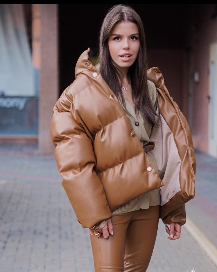 Пуховик эко кожа Zara 2020