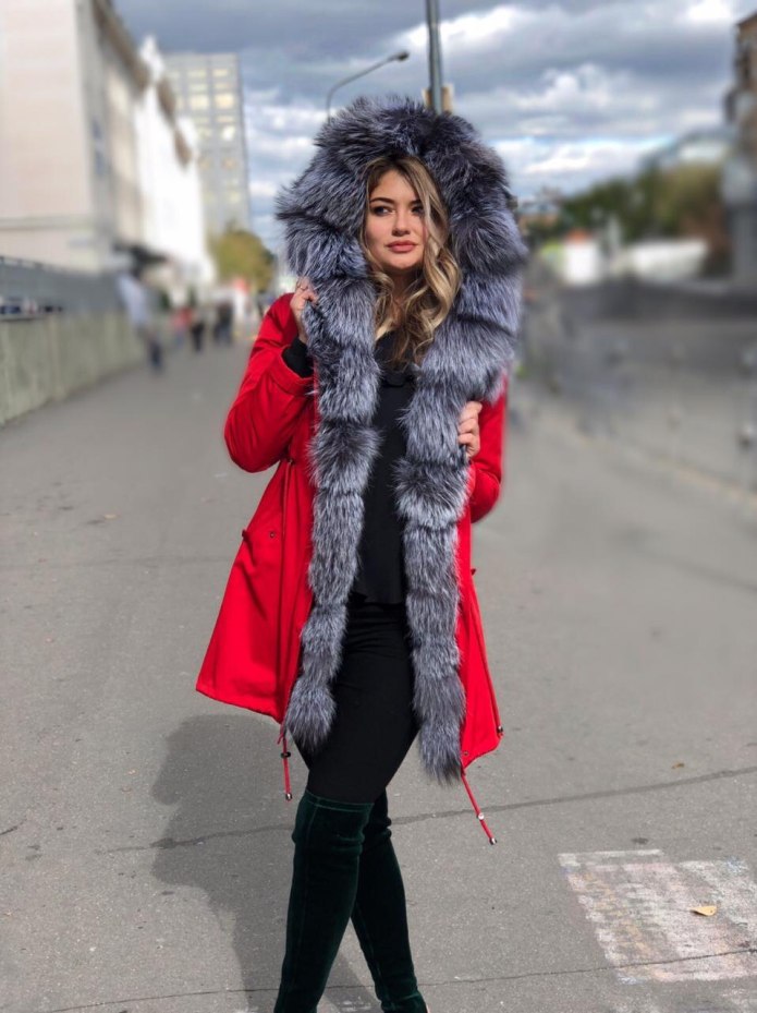 Парка женская с натуральным мехом