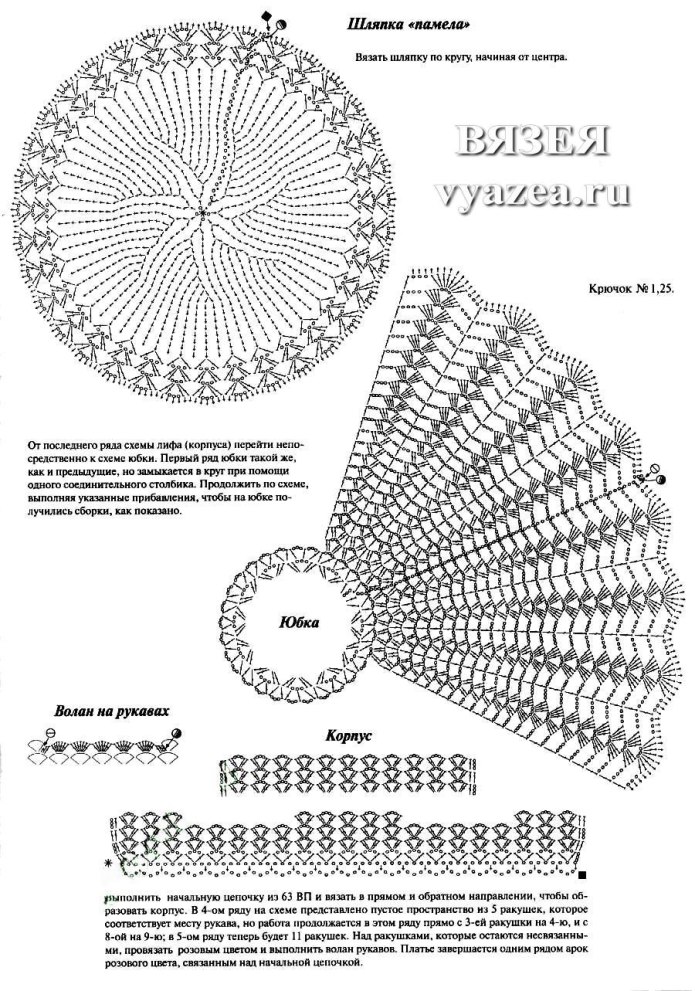 Вязаные платья крючком со схемами