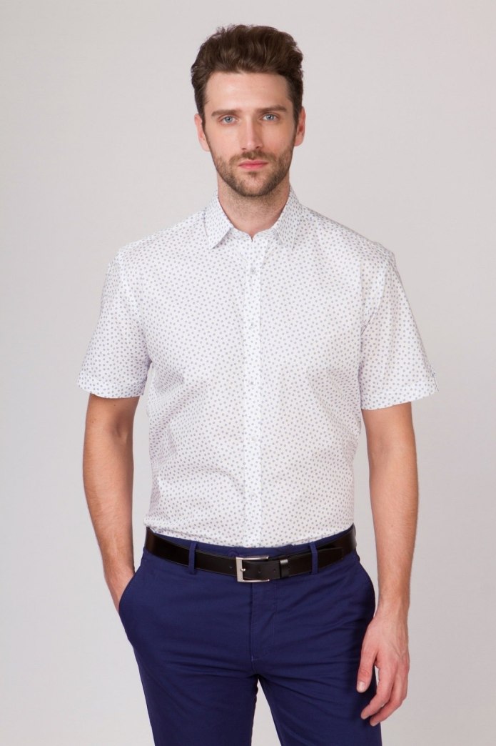 Бордовая приталенная мужская рубашка