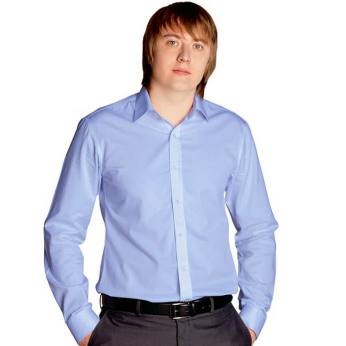 Мужская рубашка слим фит с длинным