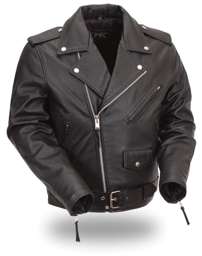 Xelement b7100 Classic Mens Black Top Grade Leather Motorcycle Biker Jacket