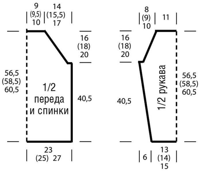 Свитер регланом снизу женские спицами схема