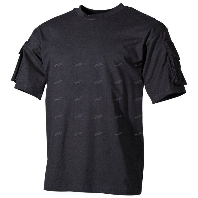 Футболка с карманами на рукавах MFH us t-Shirt, 170g/m², цвет - чёрный