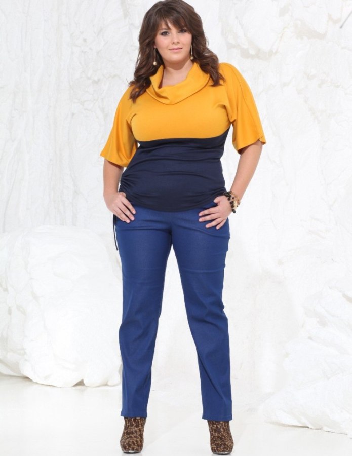 Укороченные джинсы для полных