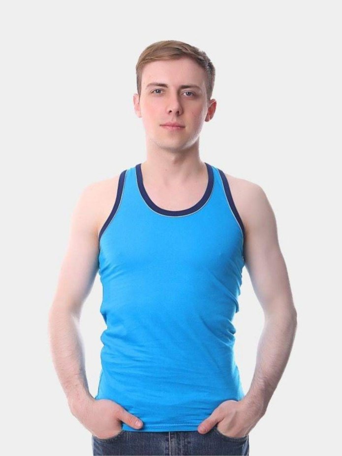 Мужская майка борцовка голубая