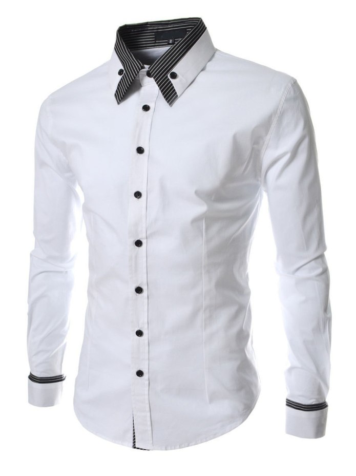 Sorrento Slim Fit рубашка белая чёрный воротник