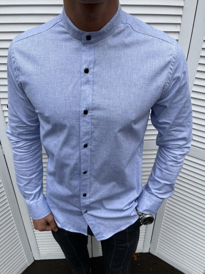 Мужская сорочка с воротником стойкой