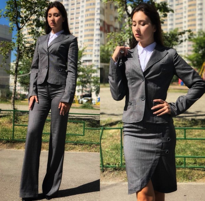 Черный брючный костюм