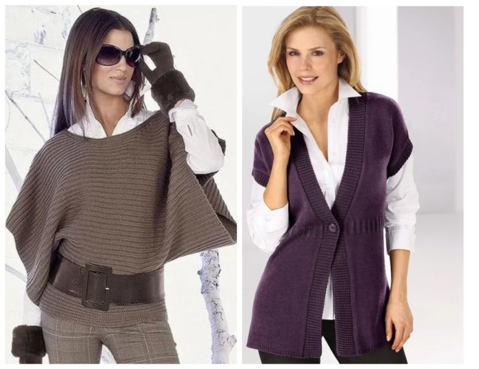 Жилет женский спицами с v образным