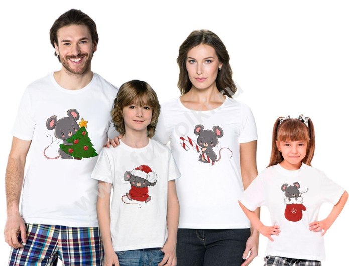 Новогодние футболки для семьи