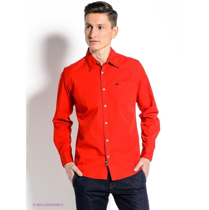 Рубашка мужская красная