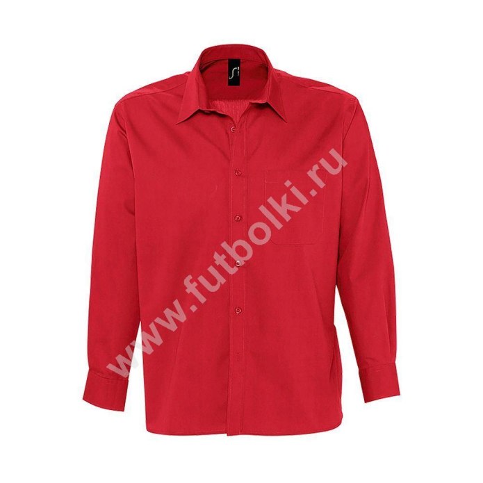 Красная мужская рубашка с длинным рукавом
