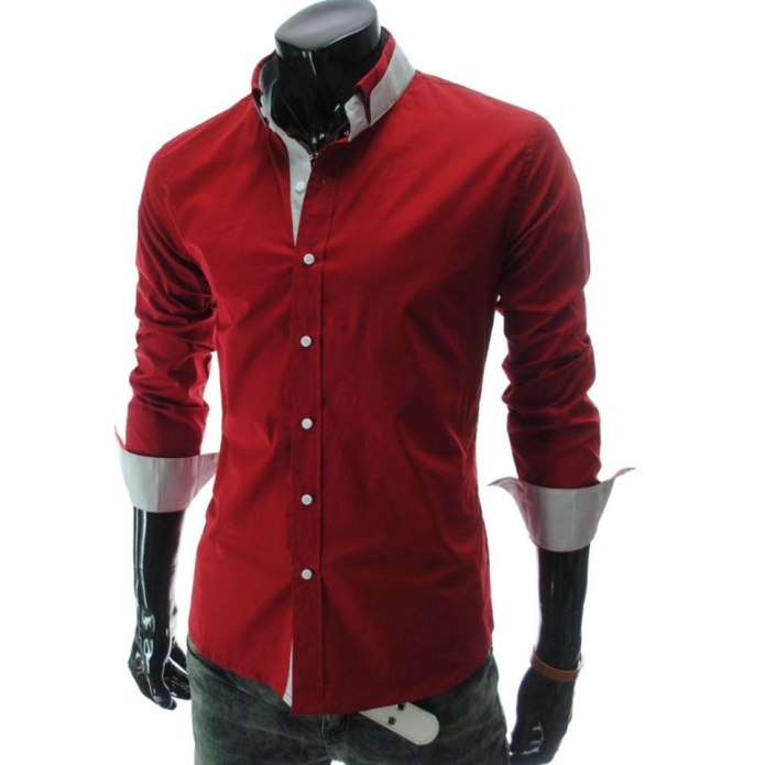 Рубашка мужская красная