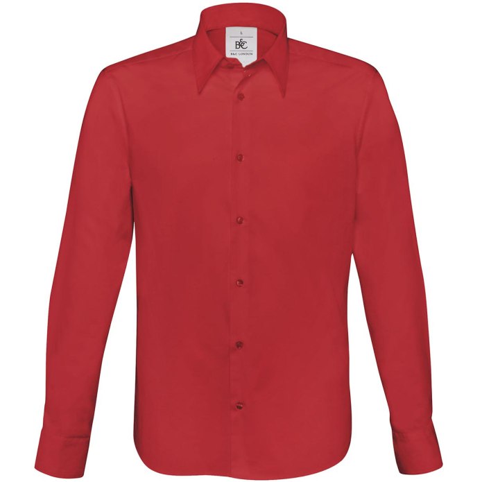 Красная мужская рубашка с длинным рукавом