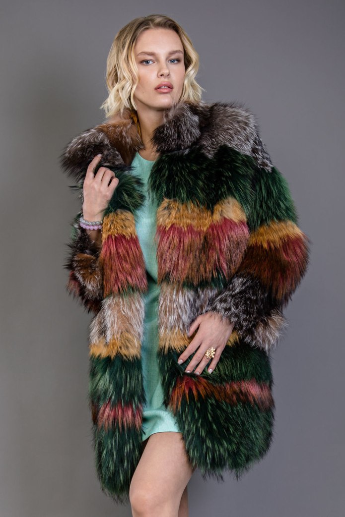 Разноцветная эко шуба
