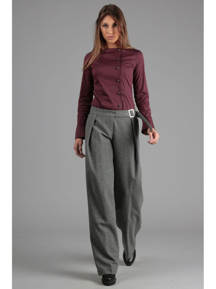 Серые широкие брюки женские