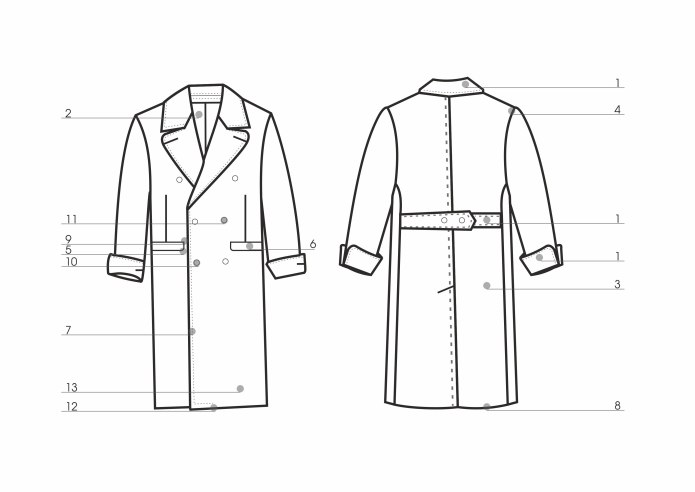 Детали кроя мужского пальто