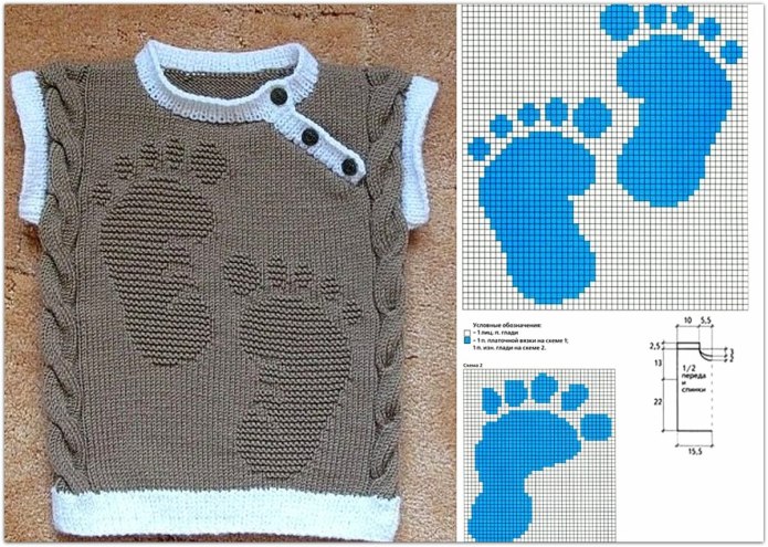 Детская жилетка спицами для мальчиков