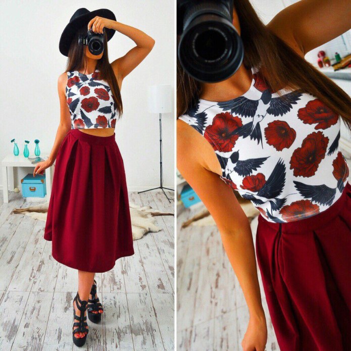 Кроп топ с юбкой