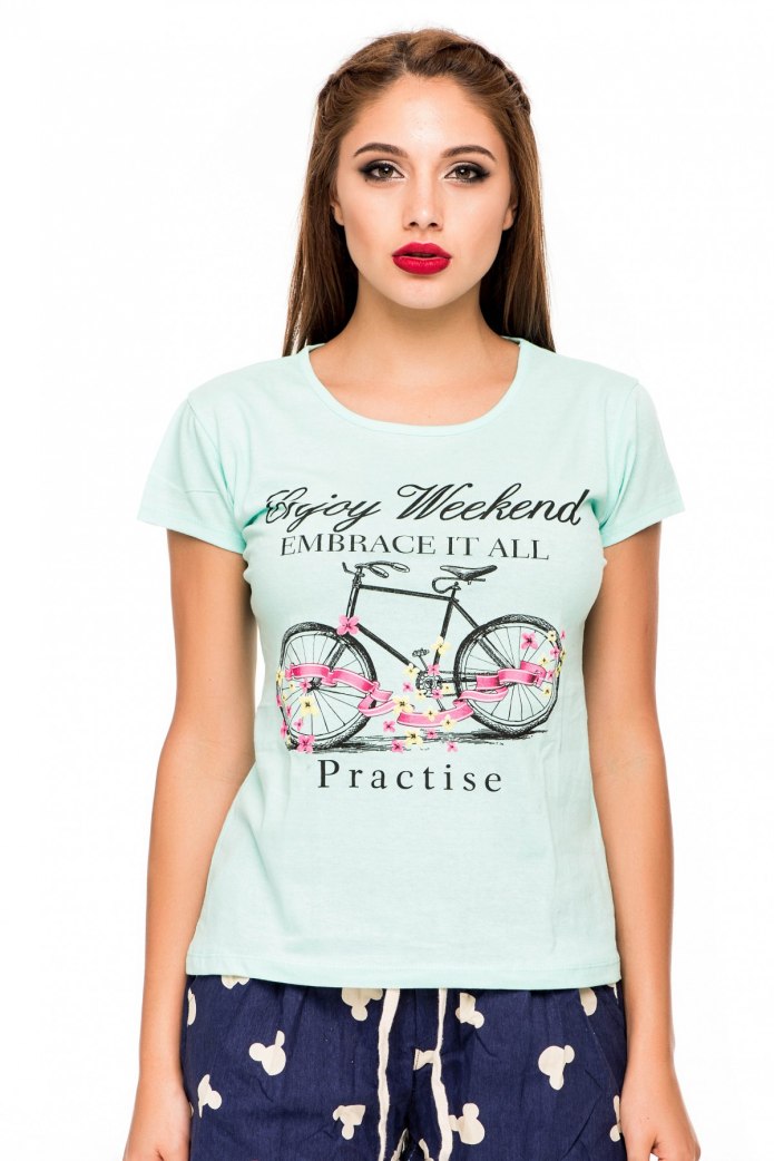 Мятная футболка женская