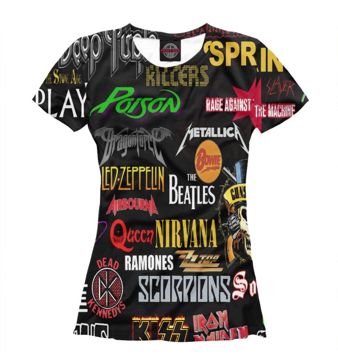Футболки с принтом рок групп