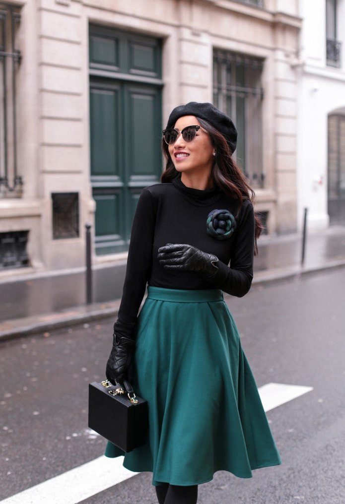 Zolla юбка кожаная зеленая