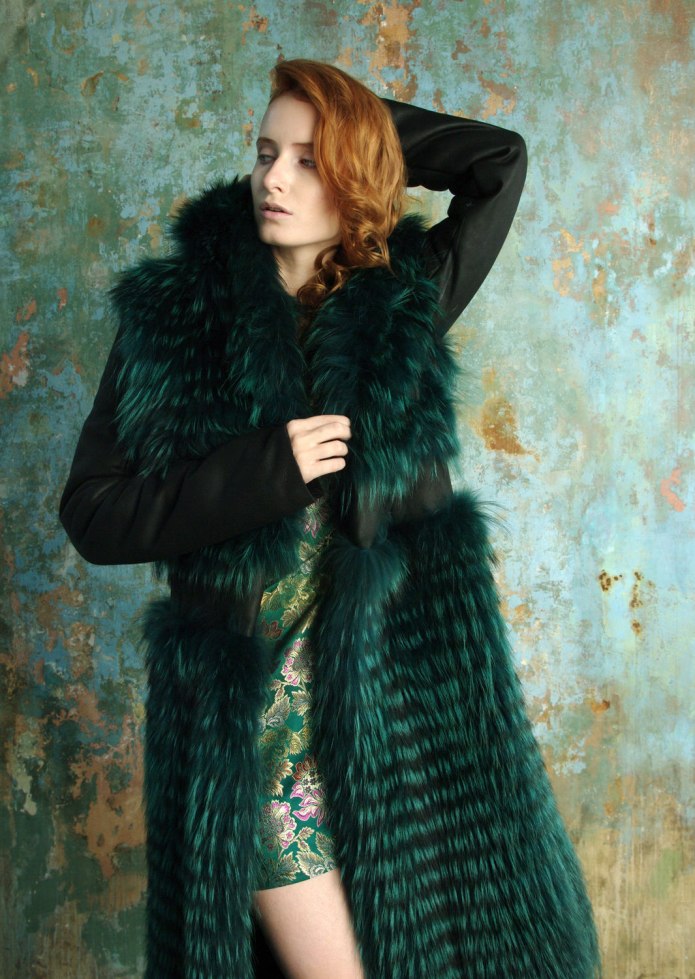 Шуба из эко меха зеленая купить