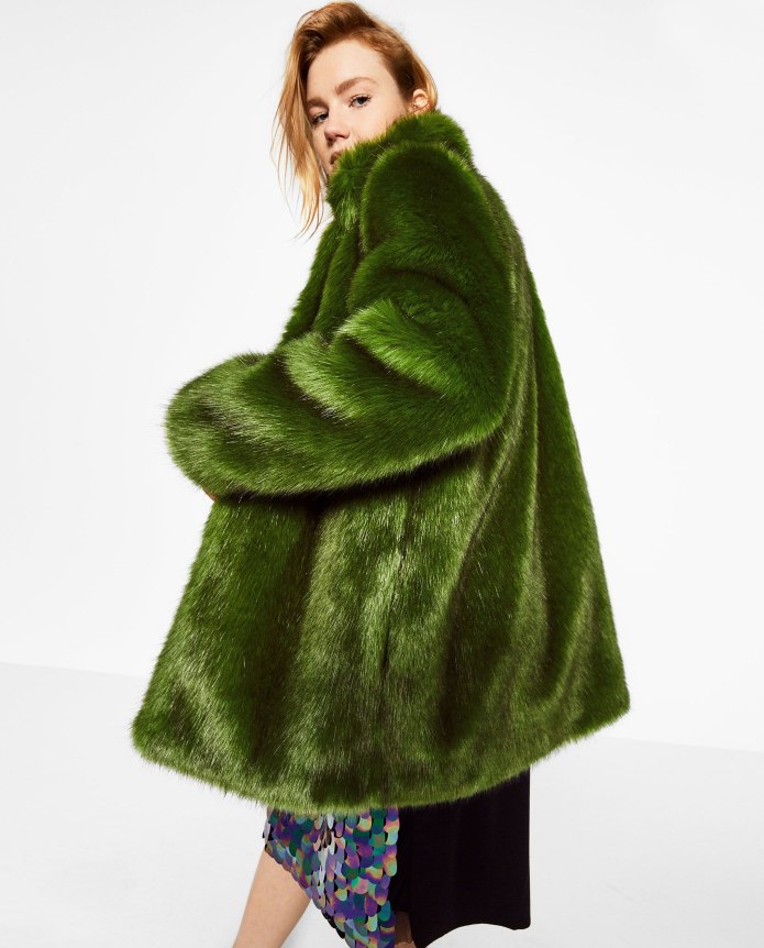 Изумрудная зеленая шуба бершка