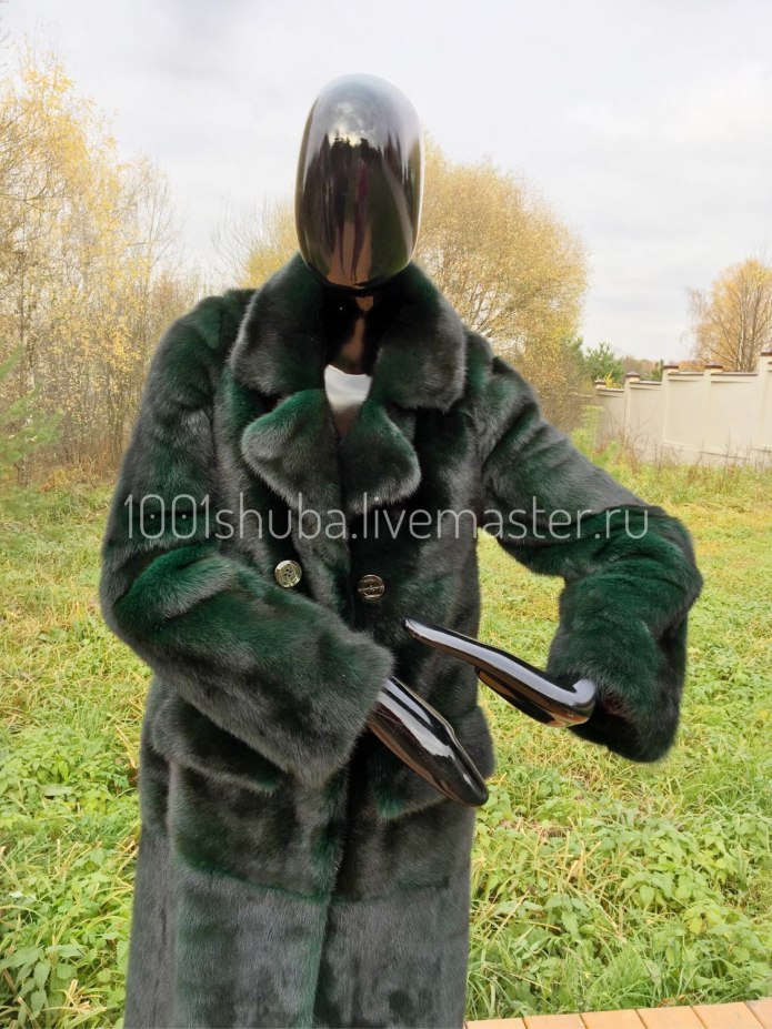 Зеленая норковая шуба