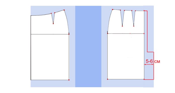 Чертеж прямой юбки со шлицей