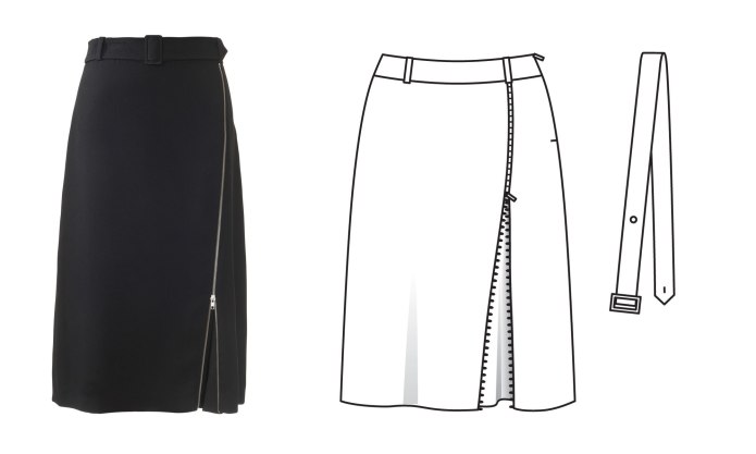 Выкройка прямой юбки со складкой спереди