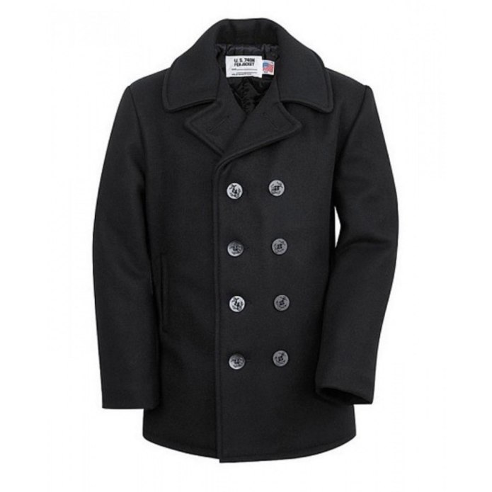 Бушлат шерсть Schott Classic Melton Wool Navy Pea Coat 740 Black