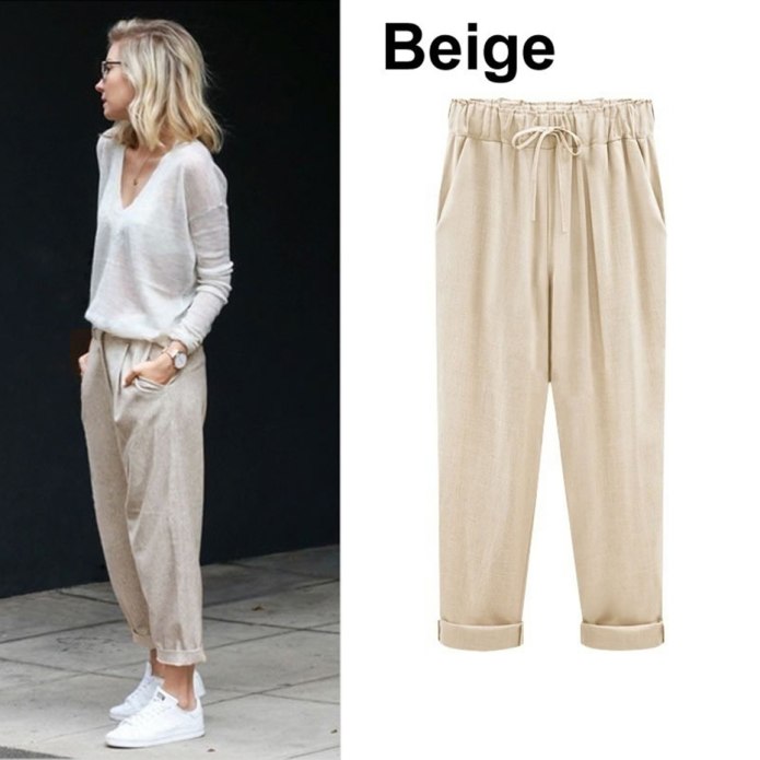 Льняные брюки женские