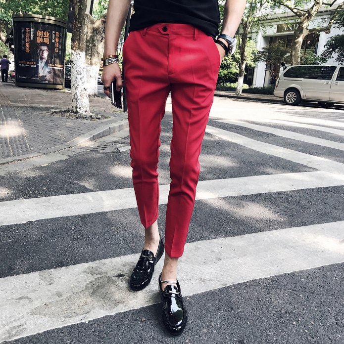 Красные брюки до щиколотки