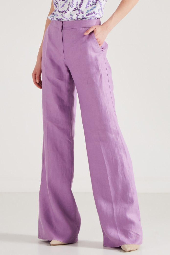 Брюки в клетку фиолетовые женские