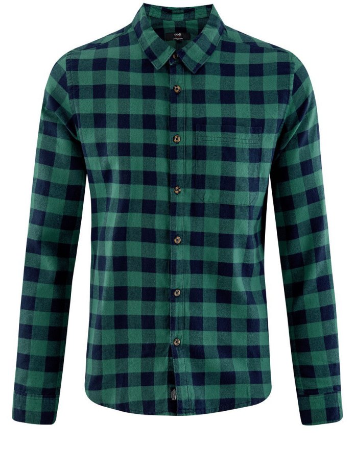 Зеленая клетчатая рубашка мужская