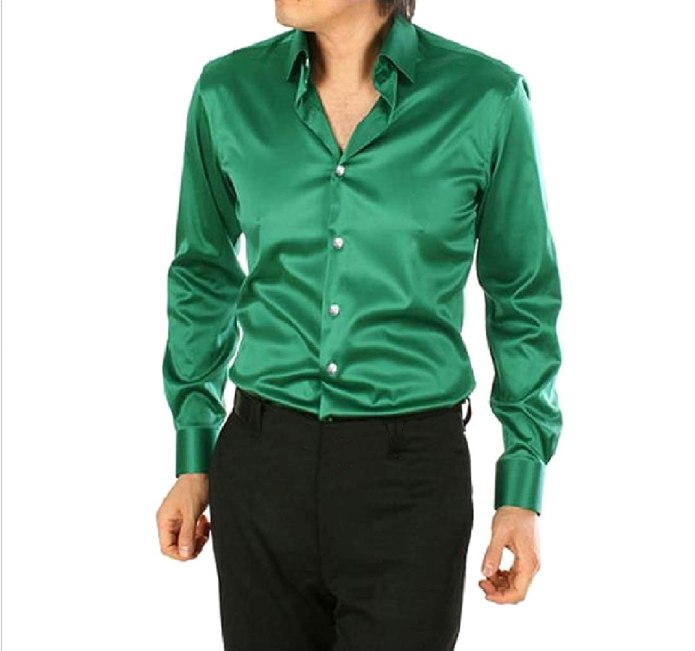 Темно зеленая рубашка мужская слимфит