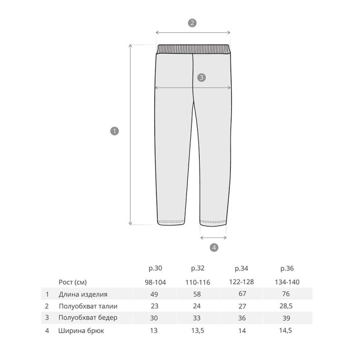 Размер штанов на ребенка 140 рост