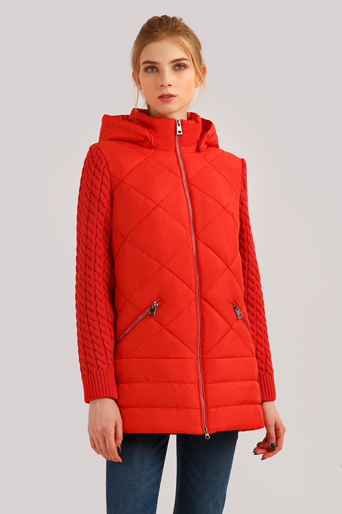Куртка стеганая oodji красная