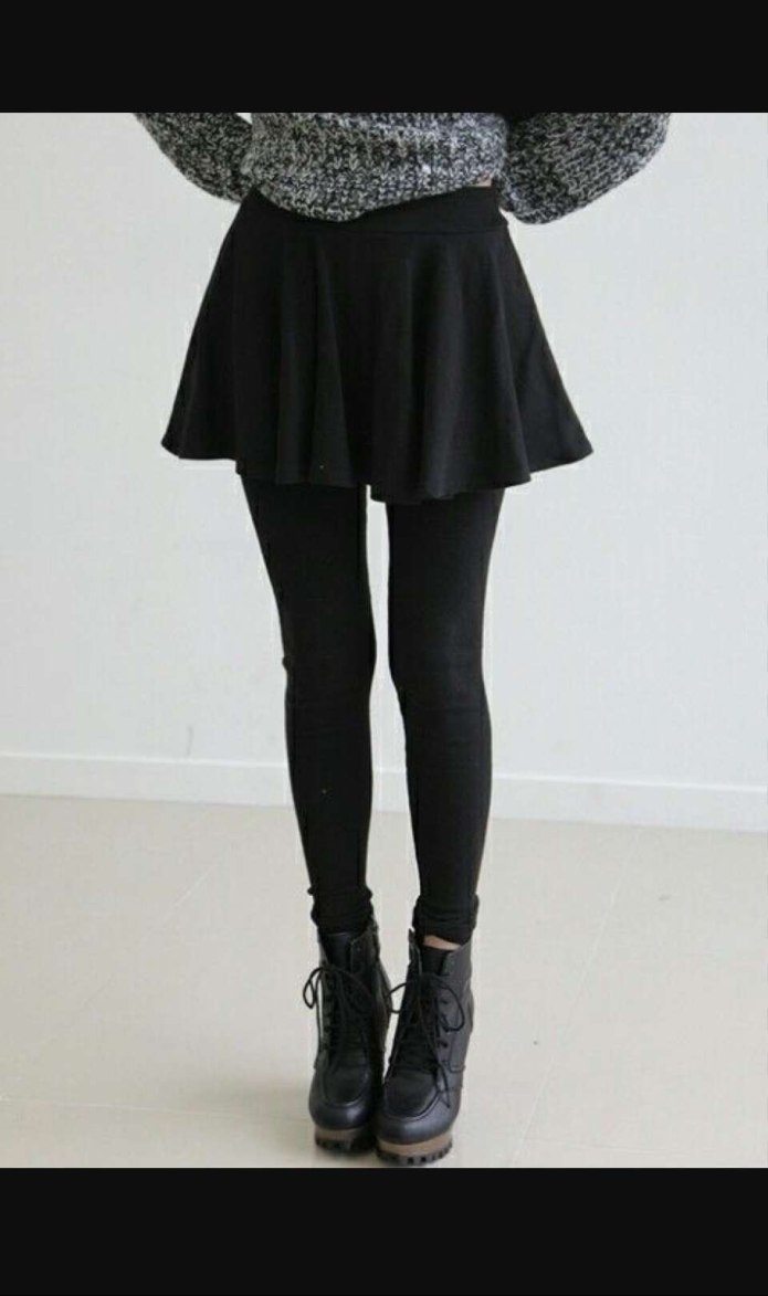 Черные плотные колготки с юбкой