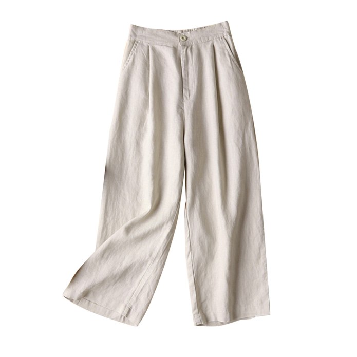 Льняные брюки палаццо на резинке