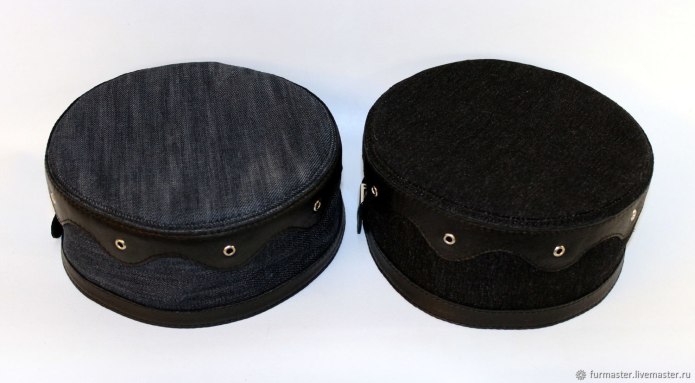 Кожаная круглая шапка