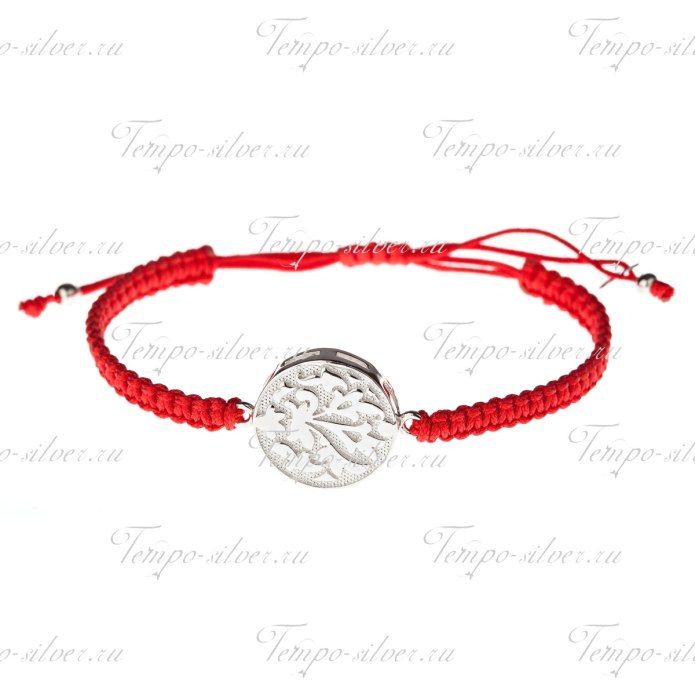 Браслет с красной нитью с серебром
