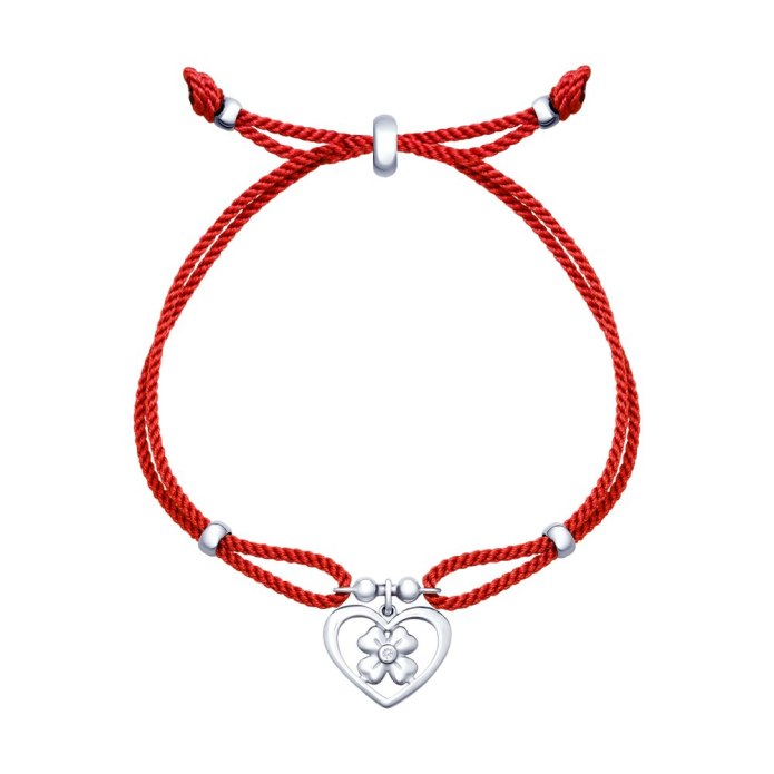 Браслет красная нить с подвеской из серебра SOKOLOV