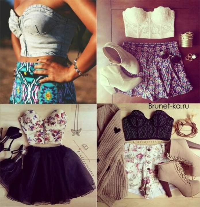 Юбка в горох и топ бюстье