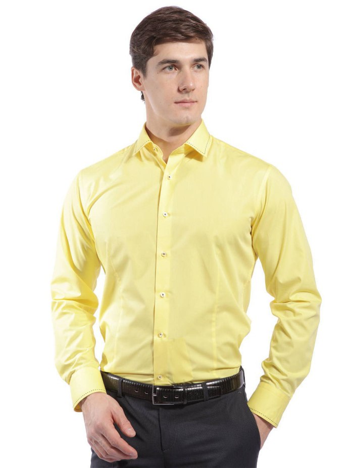 Желтая рубашка с длинным рукавом