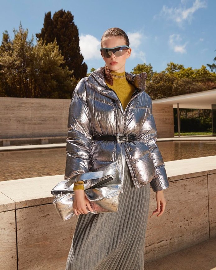 Элис серебристый пуховик